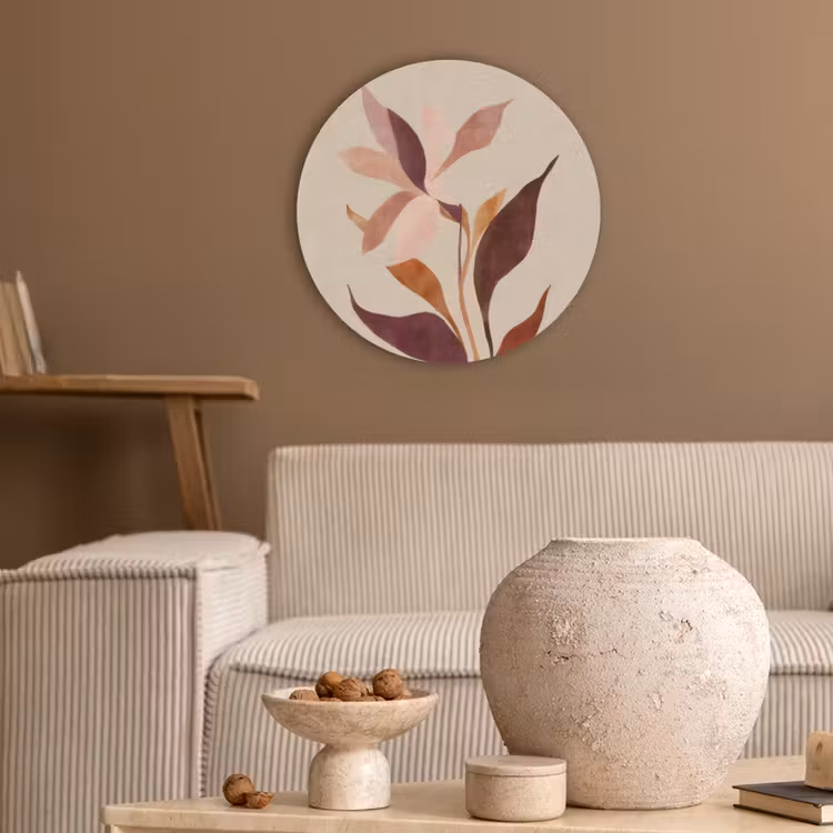 Bloemen - Blaadjes - Minimalistisch - Roze Akoestische PET Vilt - Rond klein -sfeer1