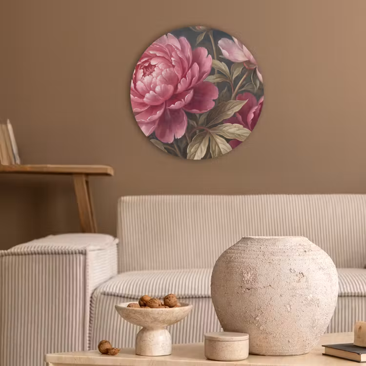 Bloemen - Roze - Klassiek - Natuur Akoestische PET Vilt - Rond klein -sfeer1