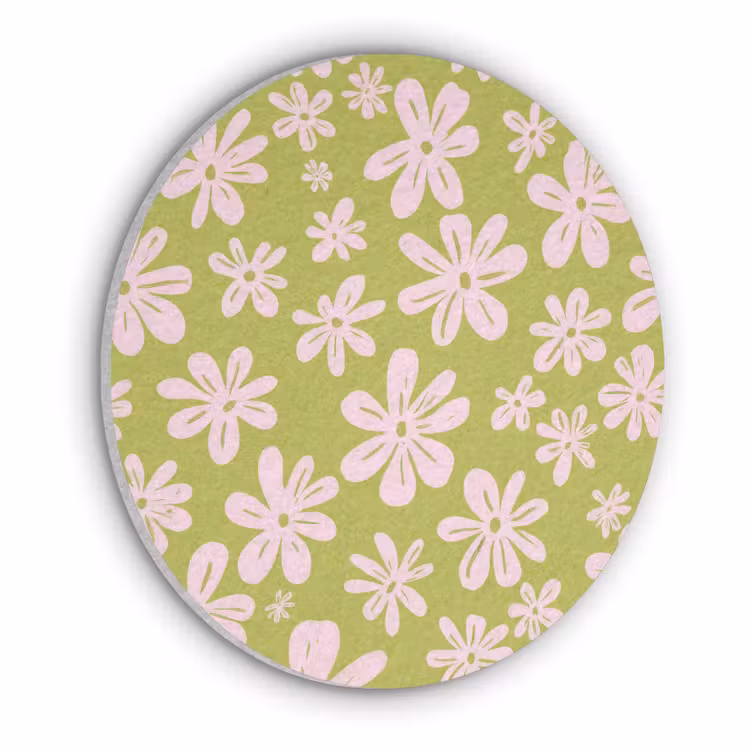 Bloemen - Roze - Getekend - Patroon Akoestische PET Vilt - Rond klein -3d