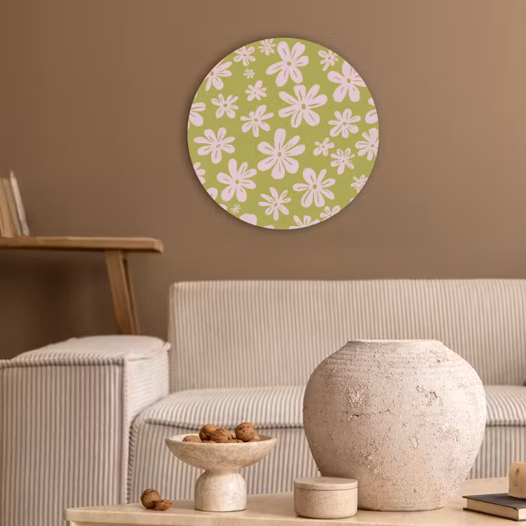 Bloemen - Roze - Getekend - Patroon Akoestische PET Vilt - Rond klein -sfeer1