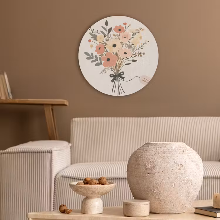 Bloemen - Quote - Beige - Lint Akoestische PET Vilt - Rond klein -sfeer1