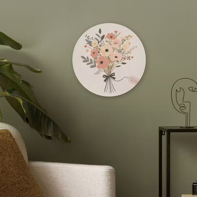Bloemen - Quote - Beige - Lint Akoestische PET Vilt - Rond klein -sfeer2
