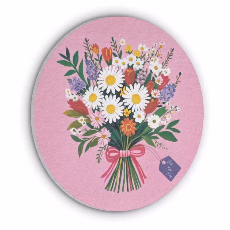 Bloemen - Quote - Kaartje - Kleurrijk Akoestische PET Vilt - Rond klein -3d