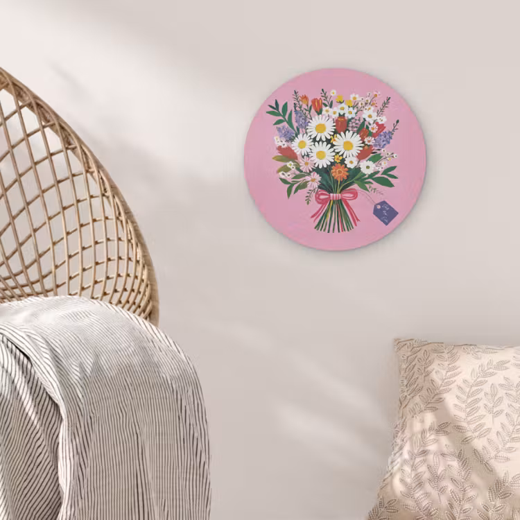 Bloemen - Quote - Kaartje - Kleurrijk Akoestische PET Vilt - Rond klein -sfeer4