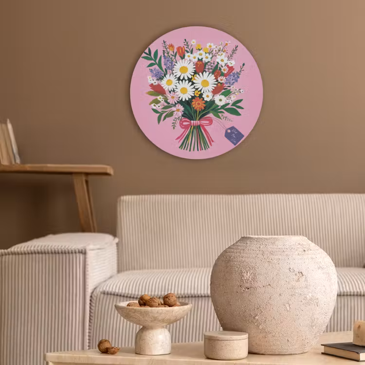 Bloemen - Quote - Kaartje - Kleurrijk Akoestische PET Vilt - Rond klein -sfeer1
