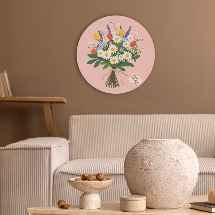 Bloemen - Lint - Kaartje Akoestische PET Vilt - Rond klein -sfeer1