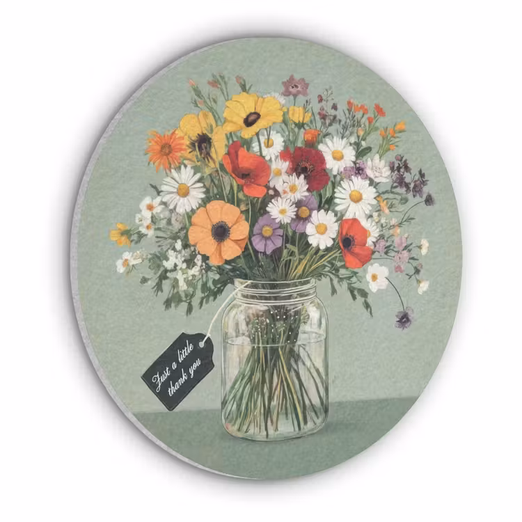 Bloemen - Vaas - Kaartje Akoestische PET Vilt - Rond klein -3d