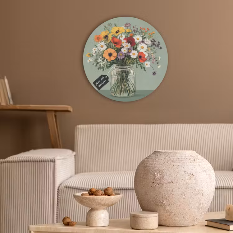 Bloemen - Vaas - Kaartje Akoestische PET Vilt - Rond klein -sfeer1