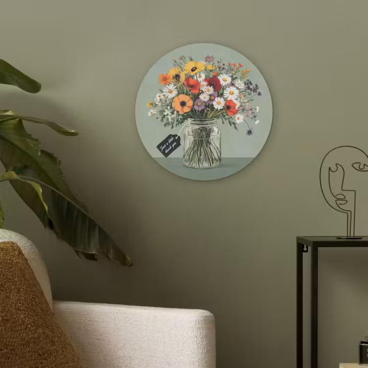 Bloemen - Vaas - Kaartje Akoestische PET Vilt - Rond klein -sfeer2