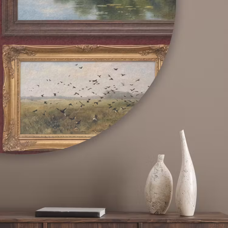 Bloemen - Vaas - Klassiek - Kunst - Rood Akoestische PET Vilt - Rond klein -sfeer5_closeup