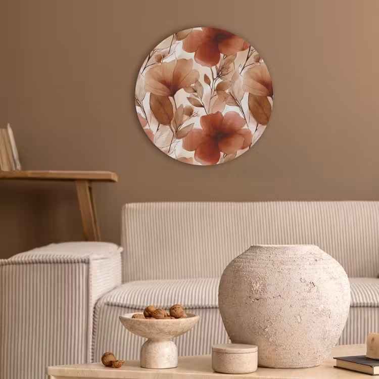 Bloemen - Aquarel - Botanisch - Terracotta Akoestische PET Vilt - Rond klein 838 -sfeer1