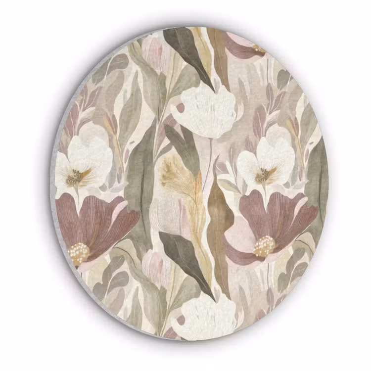 Bloemen - Aquarel - Kleurrijk Akoestische PET Vilt - Rond klein 838 -3d