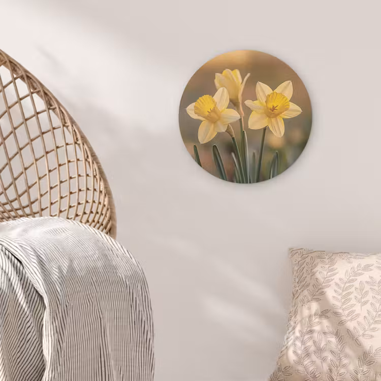Bloemen - Geel - Wazig Akoestische PET Vilt - Rond klein -sfeer4
