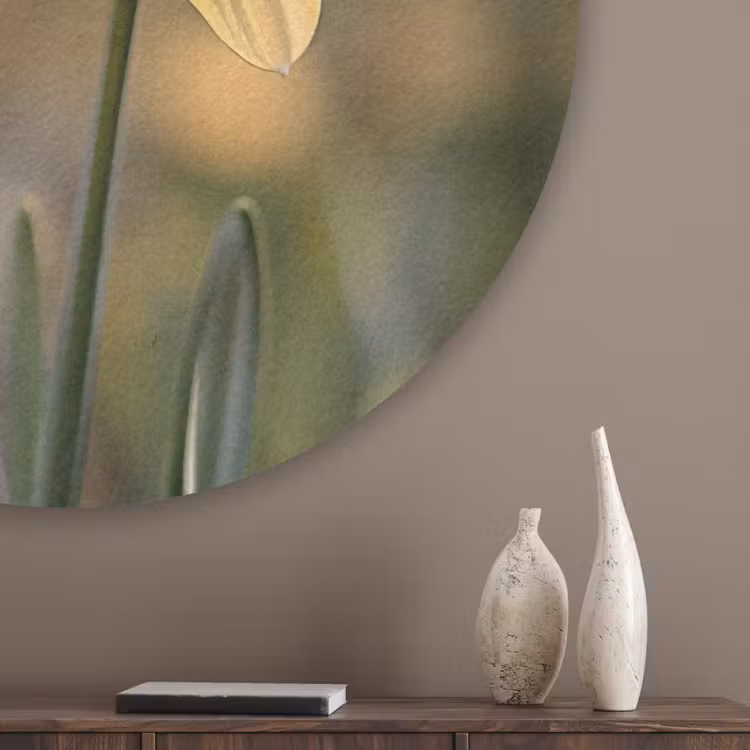 Bloemen - Geel - Wazig Akoestische PET Vilt - Rond klein -sfeer5_closeup