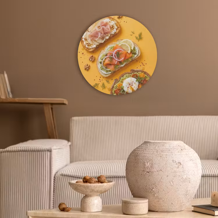 Eten - Brood - Ontbijt - Modern - Kleurrijk Akoestische PET Vilt - Rond klein -sfeer1