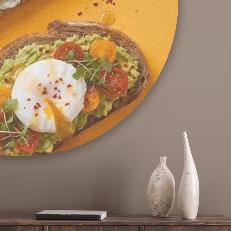 Eten - Brood - Ontbijt - Modern - Kleurrijk Akoestische PET Vilt - Rond klein -sfeer5_closeup