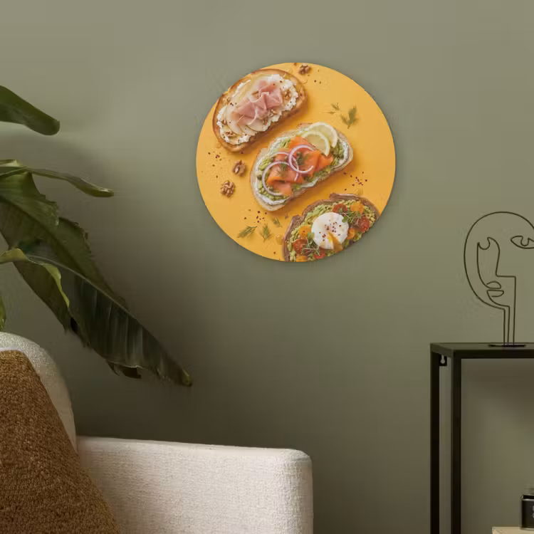 Eten - Brood - Ontbijt - Modern - Kleurrijk Akoestische PET Vilt - Rond klein -sfeer2