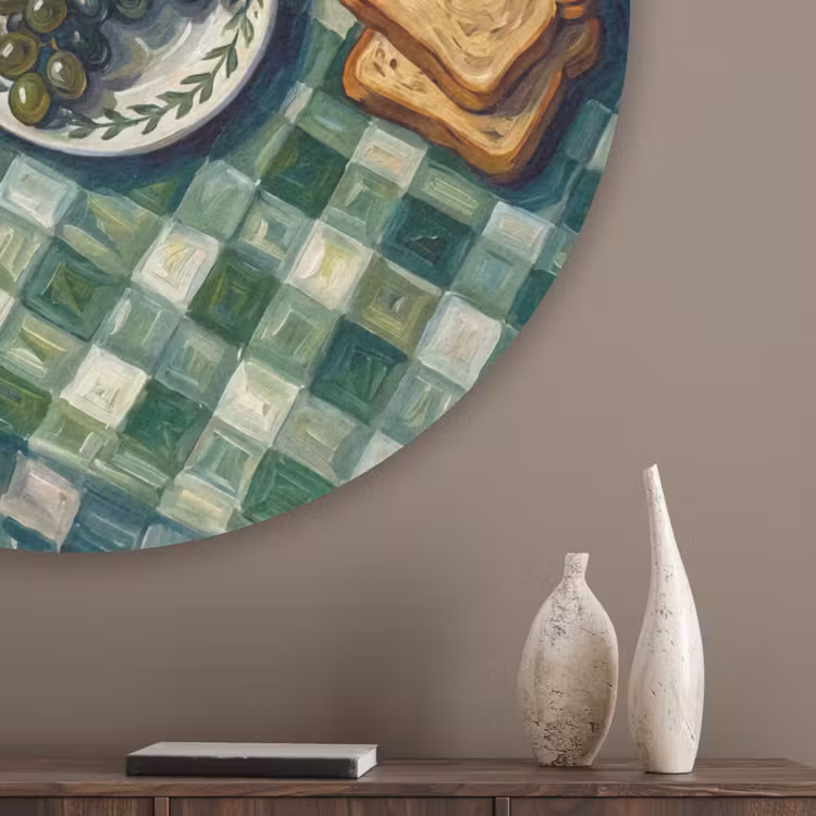 Eten - Ontbijt - Tafel - Modern - Groen Akoestische PET Vilt - Rond klein -sfeer5_closeup