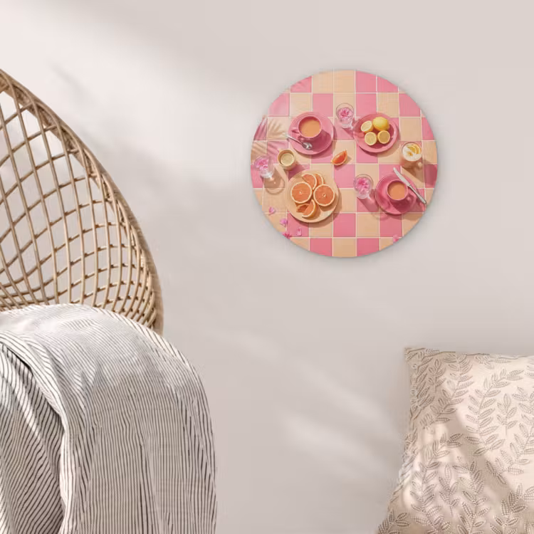Eten - Citrusvruchten - Stillevens - Roze - Oranje Akoestische PET Vilt - Rond klein -sfeer4