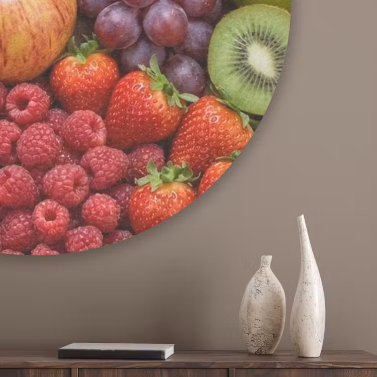 Eten - Fruit - Vers - Kleurrijk - Voeding Akoestische PET Vilt - Rond klein -sfeer5_closeup