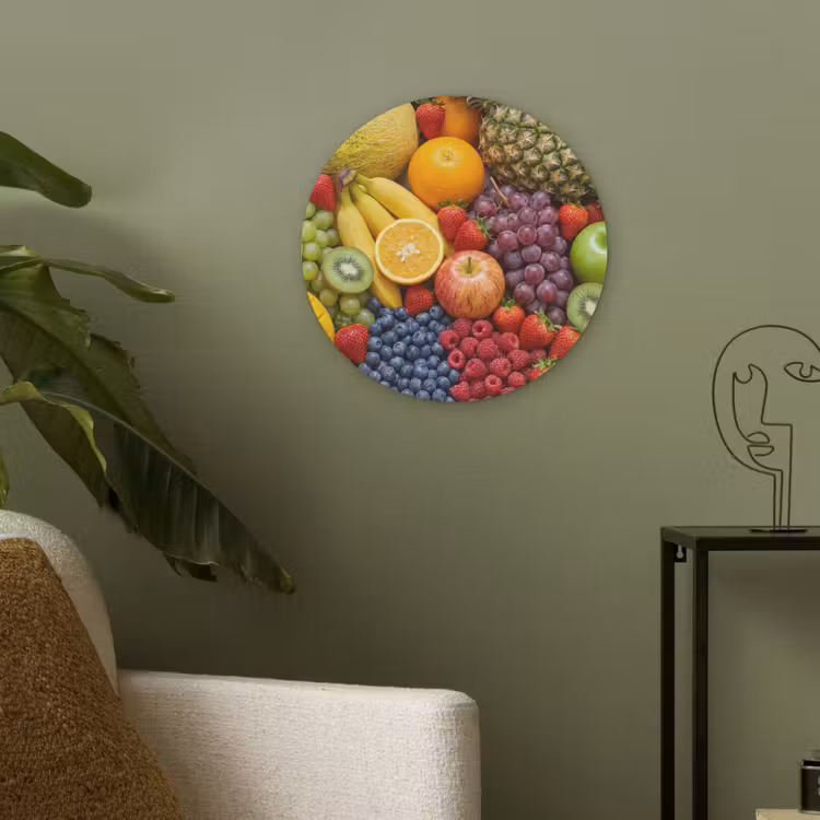 Eten - Fruit - Vers - Kleurrijk - Voeding Akoestische PET Vilt - Rond klein -sfeer2