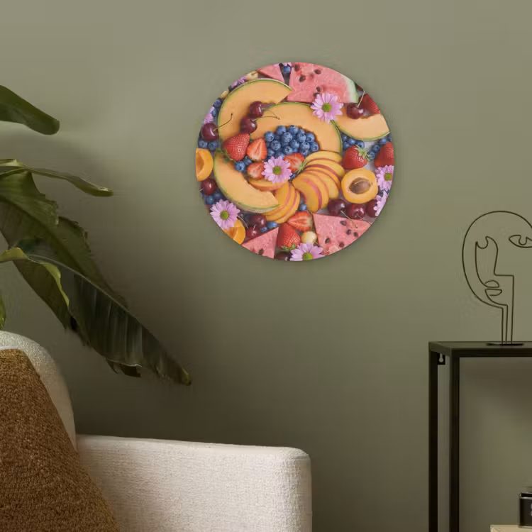 Eten - Fruit - Zomer - Kleurrijk Akoestische PET Vilt - Rond klein -sfeer2