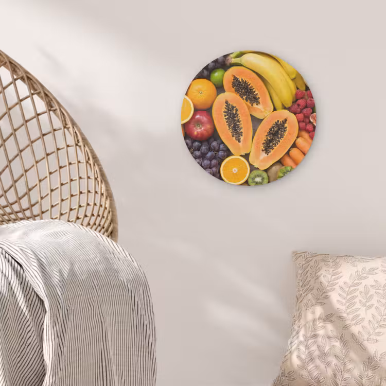 Eten - Fruit - Groenten - Vers - Kleurrijk Akoestische PET Vilt - Rond klein -sfeer4