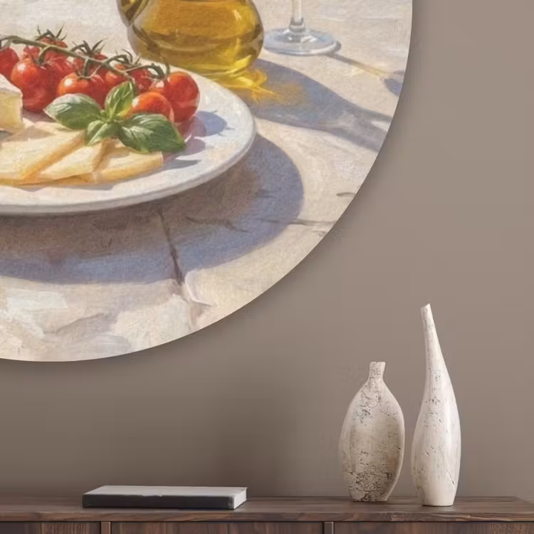 Eten - Middellandse Zee - Natuur - Geschilderd Akoestische PET Vilt - Rond klein -sfeer5_closeup