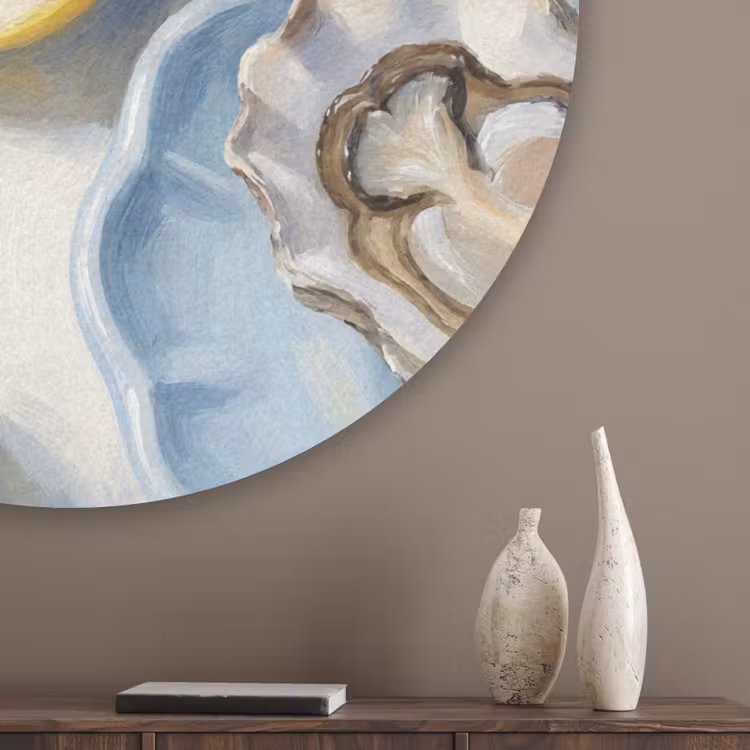 Eten - Oesters - Citroenen - Modern - Geel Akoestische PET Vilt - Rond klein -sfeer5_closeup