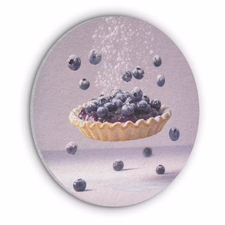 Eten - Taart - Bessen - Blauw Akoestische PET Vilt - Rond klein -3d