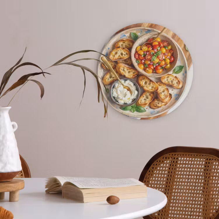 Eten - Tomaat - Brood - Kleurrijk - Keuken Akoestische PET Vilt - Rond klein -sfeer3