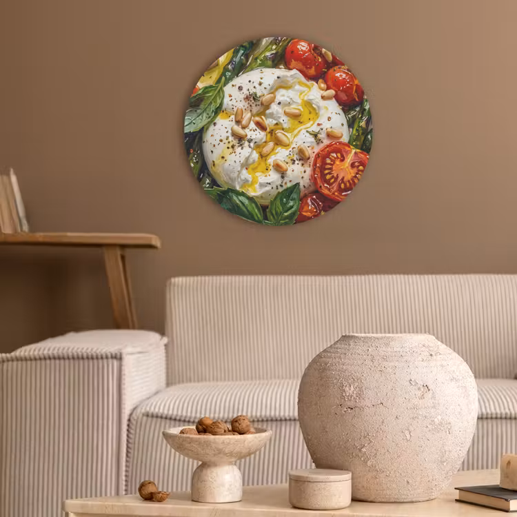 Eten - Groenten - Kaas - Modern - Vers Akoestische PET Vilt - Rond klein -sfeer1