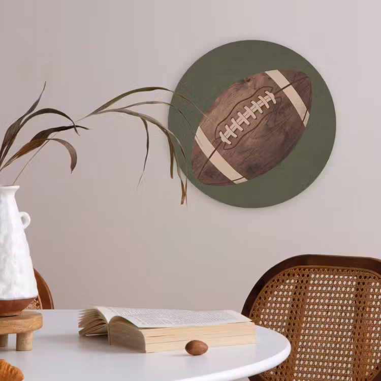 Football - Hout - Sport - Groen Akoestische PET Vilt - Rond klein -sfeer3
