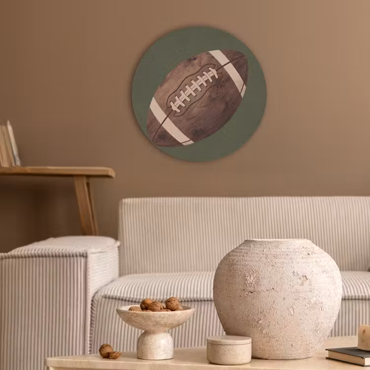 Football - Hout - Sport - Groen Akoestische PET Vilt - Rond klein -sfeer1