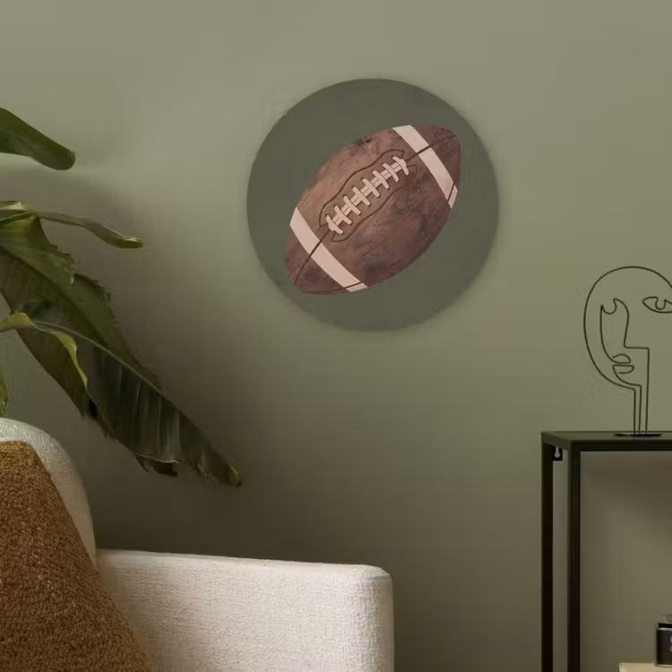 Football - Hout - Sport - Groen Akoestische PET Vilt - Rond klein -sfeer2