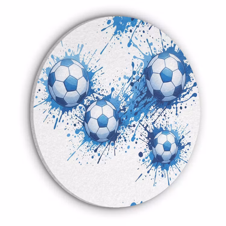 Voetballen - Verf - Sport - Blauw Akoestische PET Vilt - Rond klein -3d