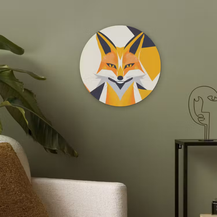 Vos - Oranje - Abstract - Driehoeken Akoestische PET Vilt - Rond klein -sfeer2