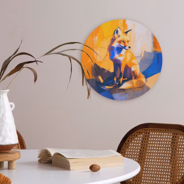 Vos - Oranje - Vormen - Abstract Akoestische PET Vilt - Rond klein -sfeer3