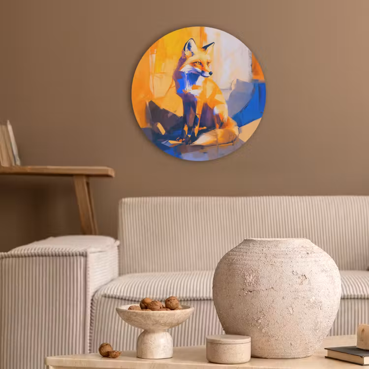 Vos - Oranje - Vormen - Abstract Akoestische PET Vilt - Rond klein -sfeer1