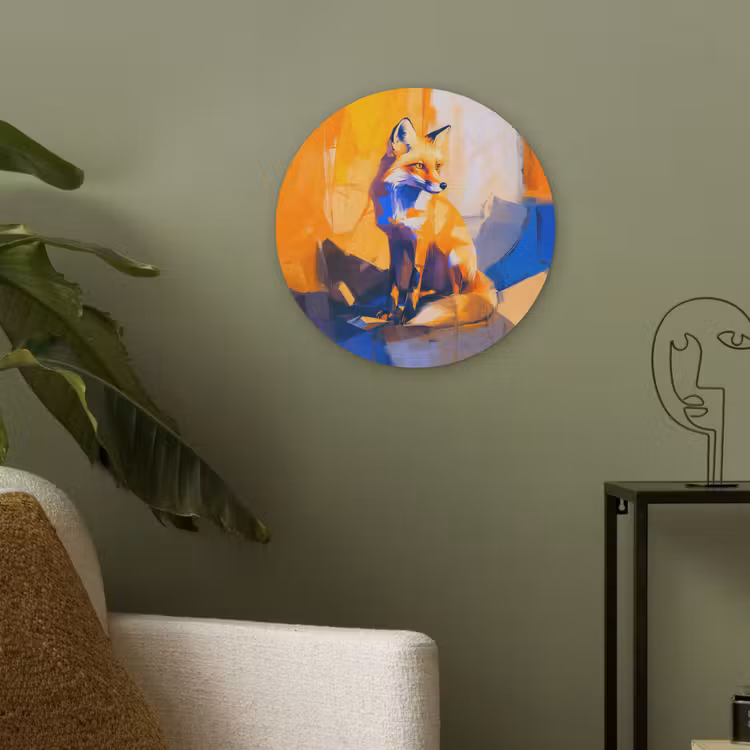 Vos - Oranje - Vormen - Abstract Akoestische PET Vilt - Rond klein -sfeer2