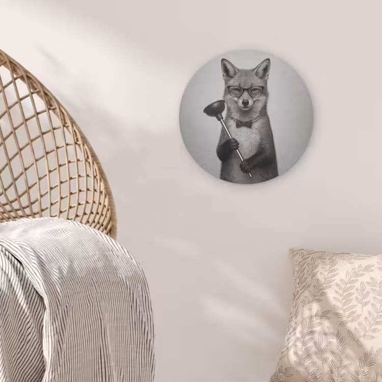 Vos - WC-ontstopper - Zwart - Wit Akoestische PET Vilt - Rond klein -sfeer4