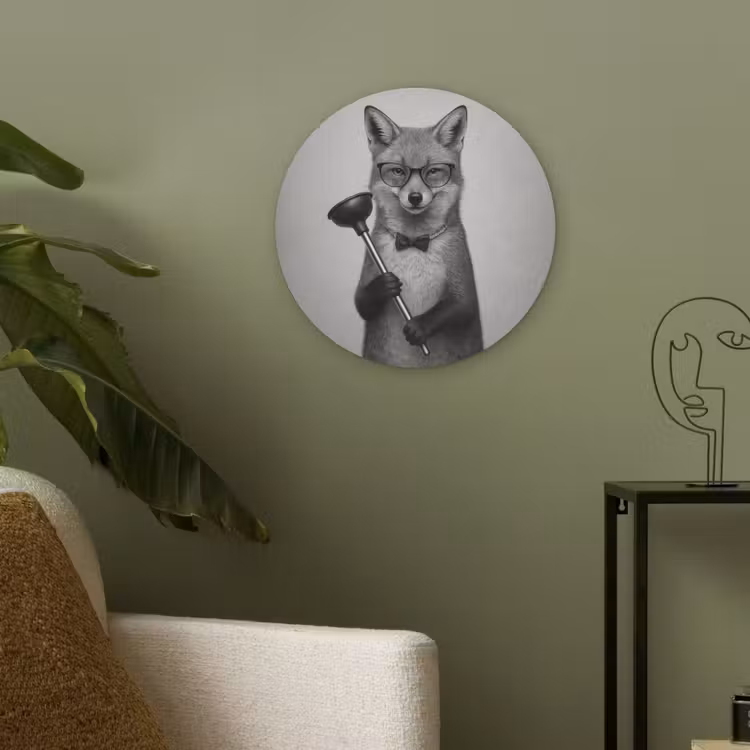 Vos - WC-ontstopper - Zwart - Wit Akoestische PET Vilt - Rond klein -sfeer2