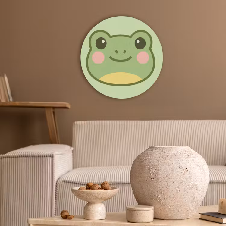 Kikker - Groen - Vriendelijkheid Akoestische PET Vilt - Rond klein -sfeer1