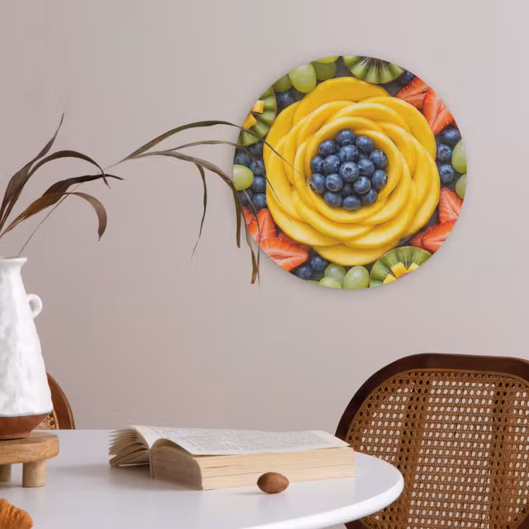 Fruit - Arrangement - Gezond - Kleurrijk - Eten Akoestische PET Vilt - Rond klein -sfeer3