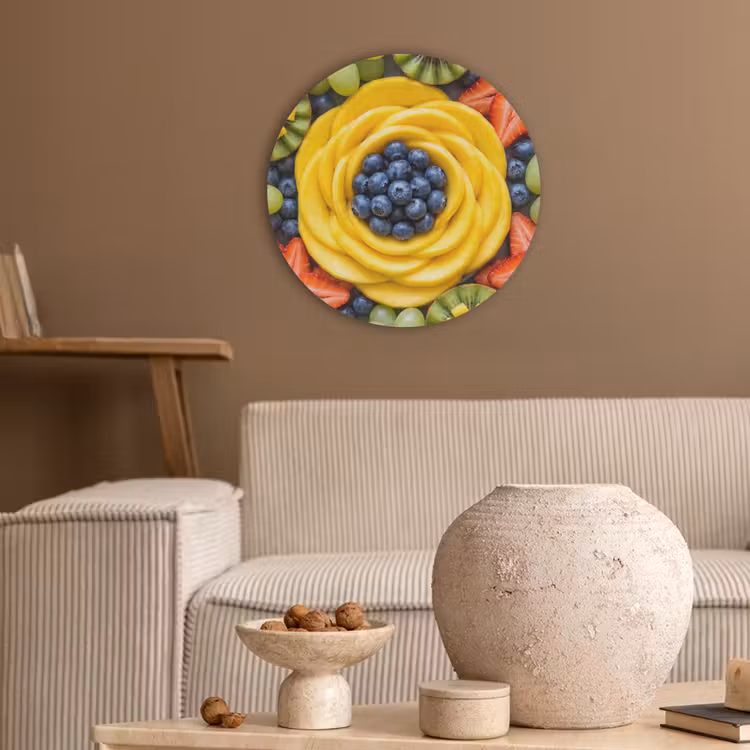 Fruit - Arrangement - Gezond - Kleurrijk - Eten Akoestische PET Vilt - Rond klein -sfeer1