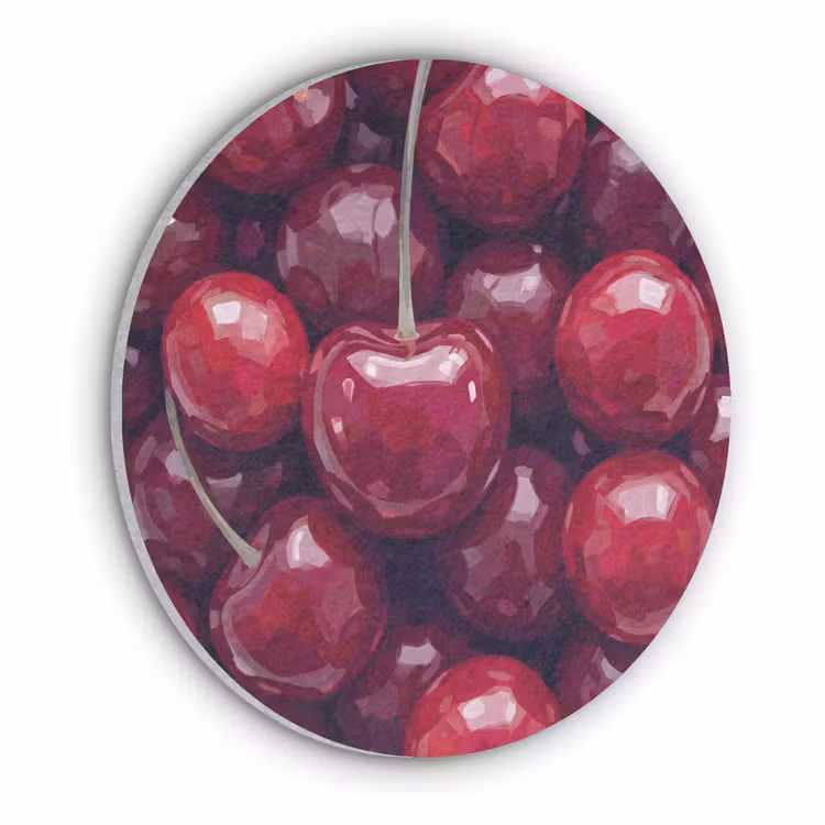 Fruit - Kersen - Eten - Modern - Rood Akoestische PET Vilt - Rond klein -3d