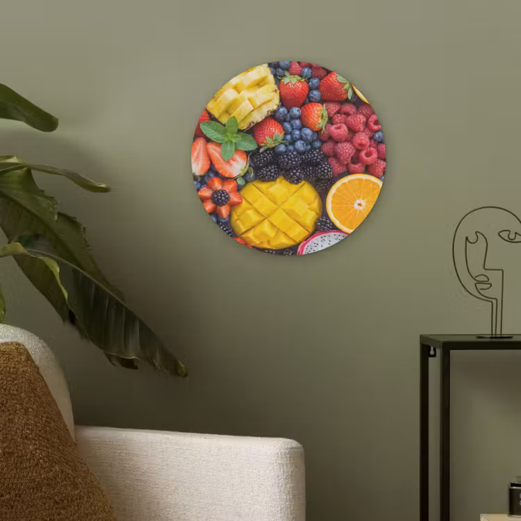 Fruit - Vers - Kleurrijk - Eten Akoestische PET Vilt - Rond klein -sfeer2