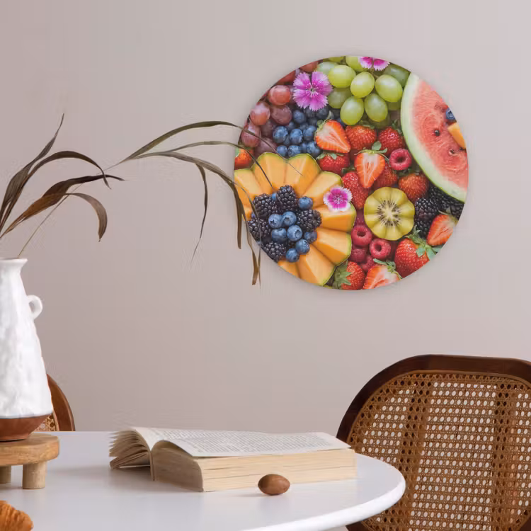 Fruit - Vers - Variatie - Eten - Kleurrijk Akoestische PET Vilt - Rond klein -sfeer3