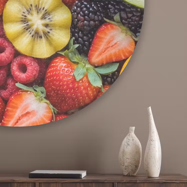 Fruit - Vers - Variatie - Eten - Kleurrijk Akoestische PET Vilt - Rond klein -sfeer5_closeup