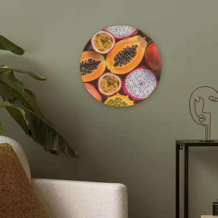 Fruit - Geopend - Tropisch - Eten - Kleurrijk Akoestische PET Vilt - Rond klein -sfeer2